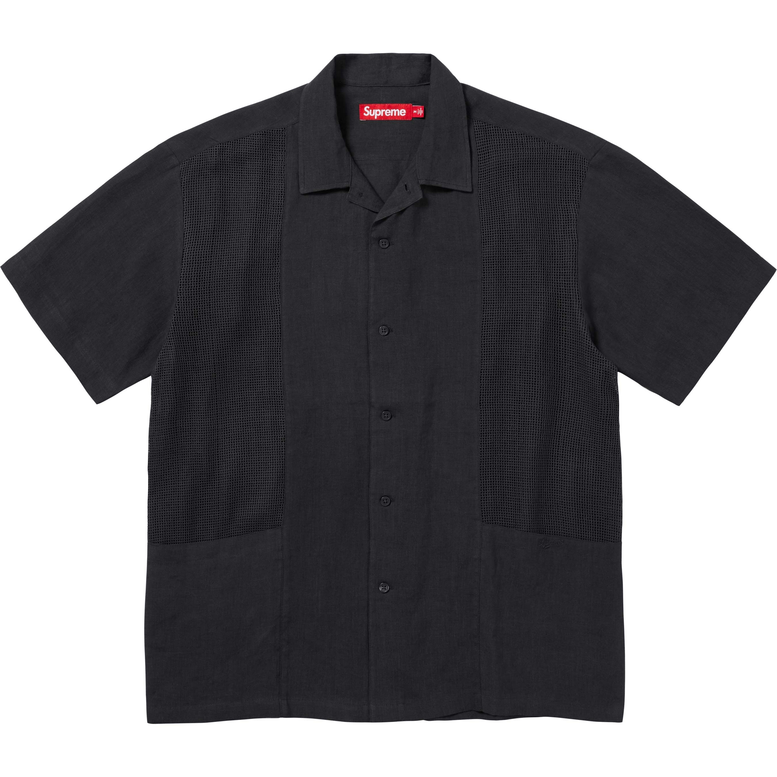 Mesh Panel Linen S/S Shirt view 10